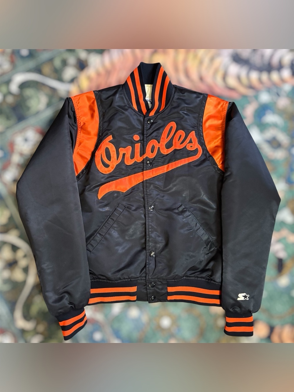 Vintage 90s Starter Baltimore Orioles Satin Bomber Jacket Black MLB black M